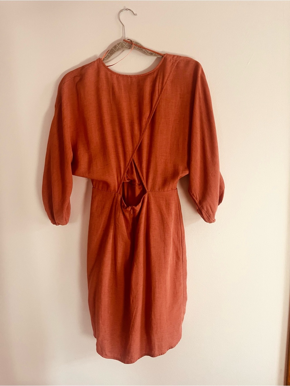 Women’s Coral Wrap Tie-Front Wrap Mini Dress - Picture 8 of 10